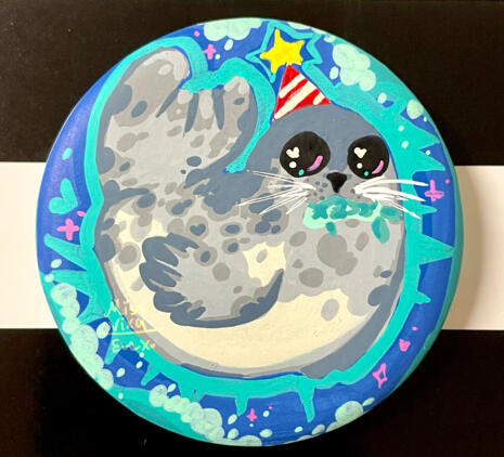 'Party Seal' Acrylic Paint, Pin Button